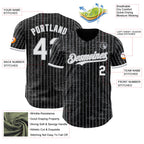 Custom Black Gray Pinstripe White 3D Pattern Design Fragment Art Authentic Baseball Jersey