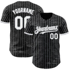 Custom Black Gray Pinstripe White 3D Pattern Design Fragment Art Authentic Baseball Jersey