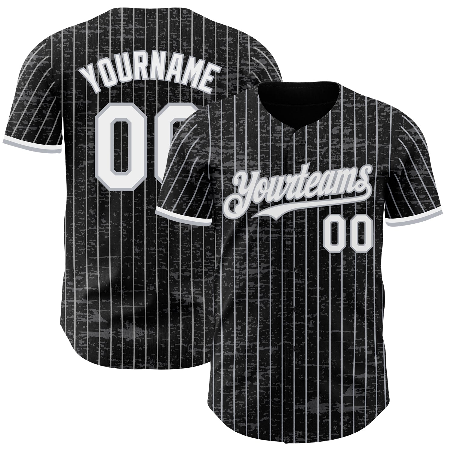 Custom Black Gray Pinstripe White 3D Pattern Design Fragment Art Authentic Baseball Jersey