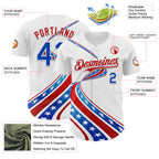 Custom White Thunder Blue-Red 3D Patriotic American Flag Authentic Baseball Jersey