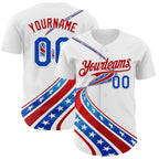 Custom White Thunder Blue-Red 3D Patriotic American Flag Authentic Baseball Jersey