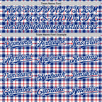 Custom White Royal-Red 3D Pattern Design Patriotic American Symbol Plaid Authentic Baseball Jersey