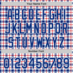 Custom White Royal-Red 3D Pattern Design Patriotic American Symbol Plaid Authentic Baseball Jersey