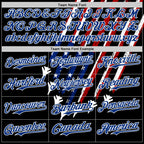 Custom Black Royal Red-White 3D Patriotic American Flag Authentic Baseball Jersey