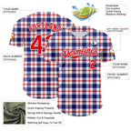 Custom White Fire Red-Royal 3D Pattern Design Patriotic American Symbol Plaid Authentic Baseball Jersey
