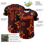 Custom Black Maroon-Bay Orange 3D Pattern Design Patriotic American Symbol Star Authentic Baseball Jersey