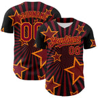 Custom Black Maroon-Bay Orange 3D Pattern Design Patriotic American Symbol Star Authentic Baseball Jersey