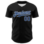 Custom Black US Navy Blue-White 3D Patriotic American Flag And Muscle Car Authentic Baseball Jersey