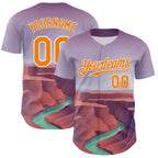 Custom Purple Bay Orange-White 3D Pattern Design Patriotic American Symbol Grand Canyon And Colorado River Authentic Baseball Jersey