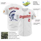 Custom White Red 3D Native American Skull Authentic Baseball Jersey