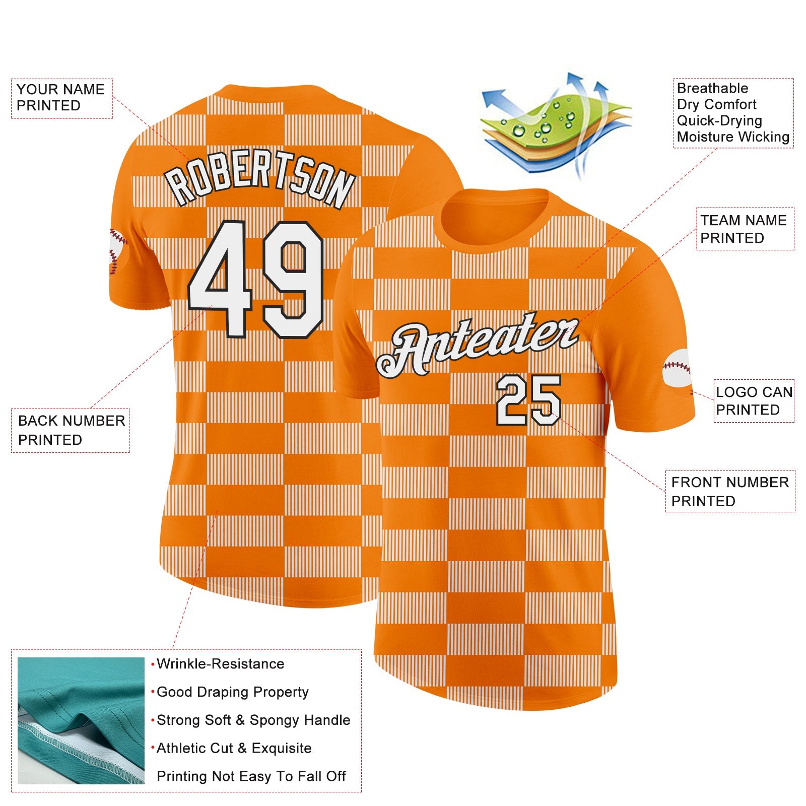 Custom Bay Orange White-Black 3D Esports Performance T-Shirt