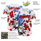 Custom White Fire Red-Black 3D Patriotic American Flag And Splatter Statue of Liberty Authentic Baseball Jersey
