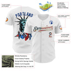 Custom White Vintage USA Flag-Royal 3D Patriotic Statue of Liberty Authentic Baseball Jersey