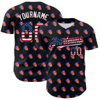 Custom Black USA Flag-White 3D Patriotic American Flag Authentic Baseball Jersey