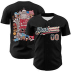 Custom Black Vintage USA Flag-White 3D Patriotic American Symbol Authentic Baseball Jersey