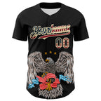 Custom Black Vintage USA Flag-Cream 3D Patriotic American Symbol Eagle Authentic Baseball Jersey
