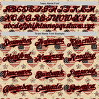 Custom City Cream Black-Red 3D Patriotic American Flag Authentic Baseball Jersey