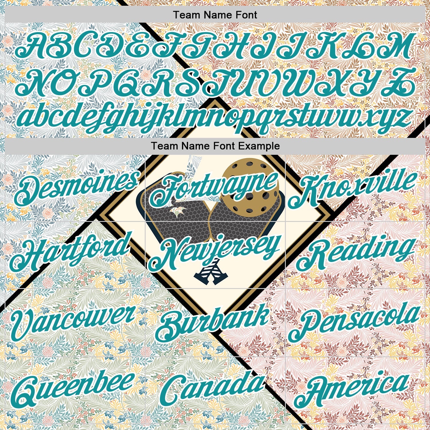 Custom Cream Teal-White 3D Pickleball Paddles Balls Floral Performance T-Shirt