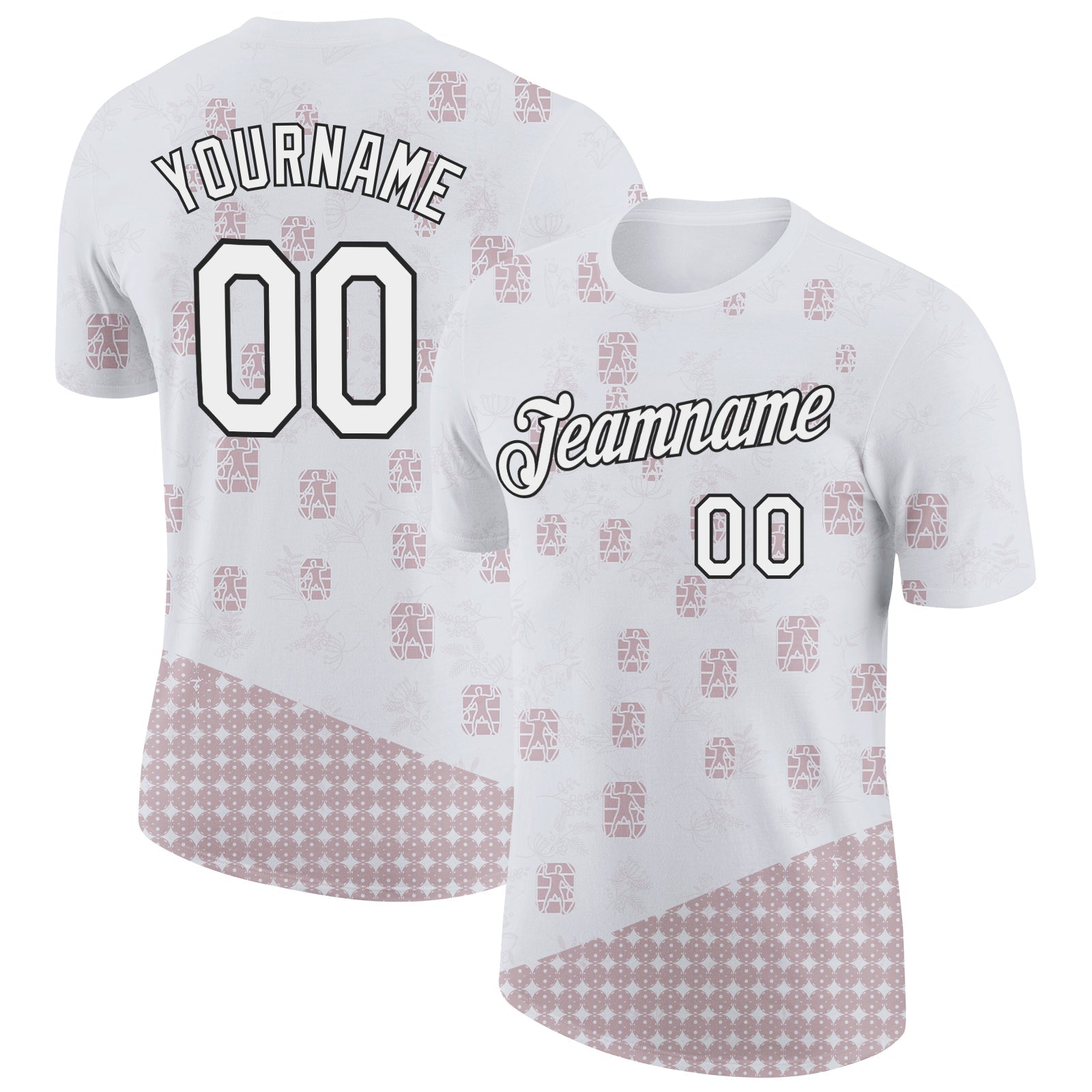 Custom White Black 3D Pickleball Paddles Balls Performance T-Shirt