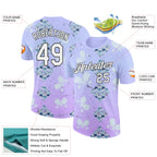 Custom Purple White-Black 3D Pickleball Paddles Balls Floral Performance T-Shirt
