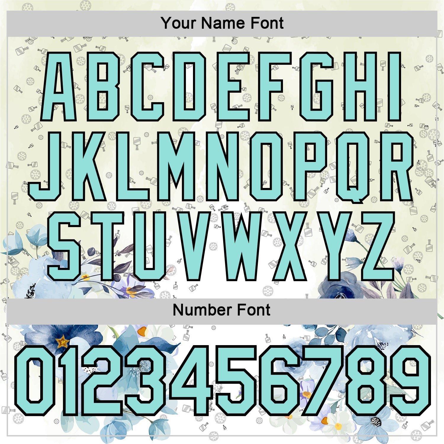 Custom White Ice Blue-Black 3D Pickleball Paddles Balls Floral Performance T-Shirt