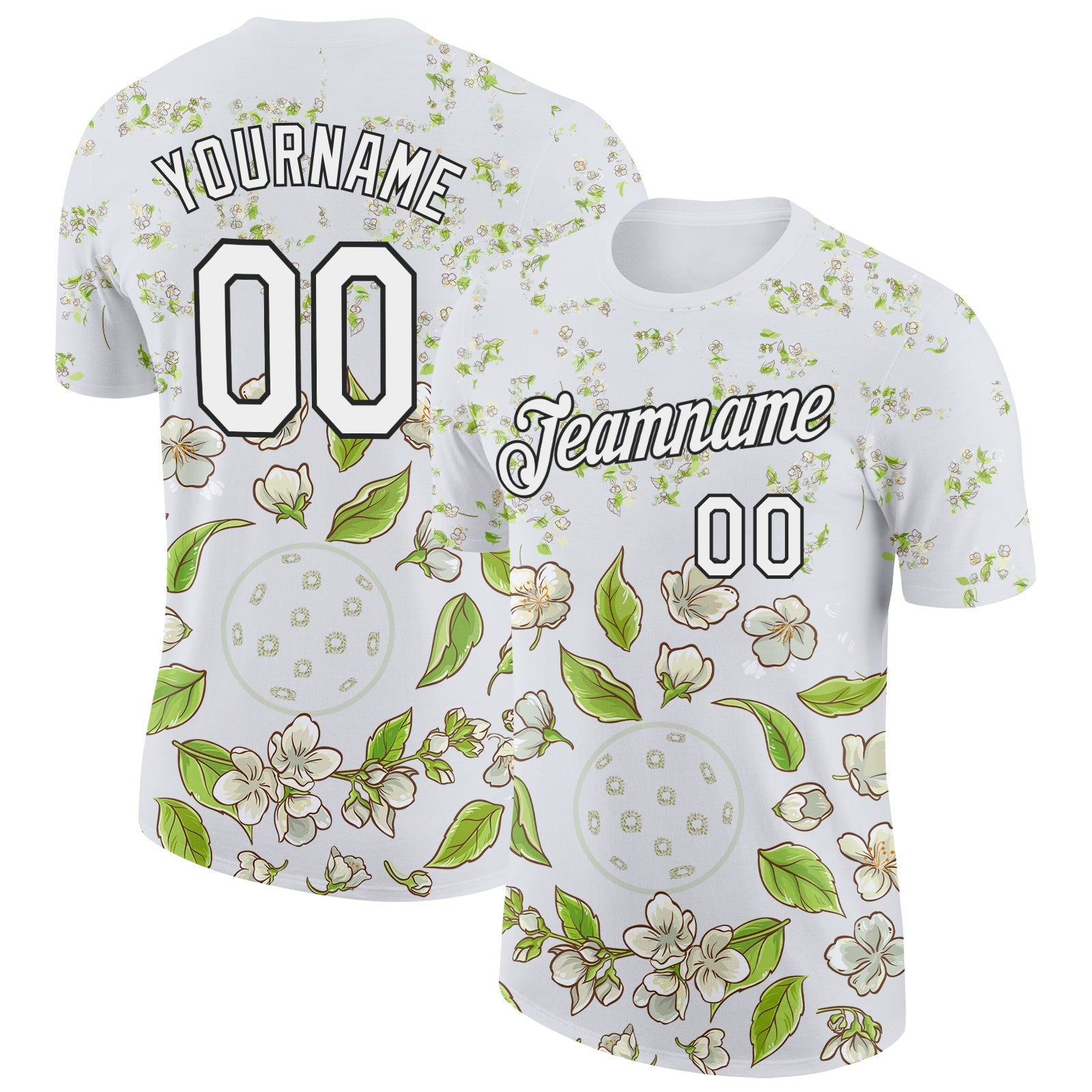 Custom White Black 3D Pickleball Balls Performance T-Shirt