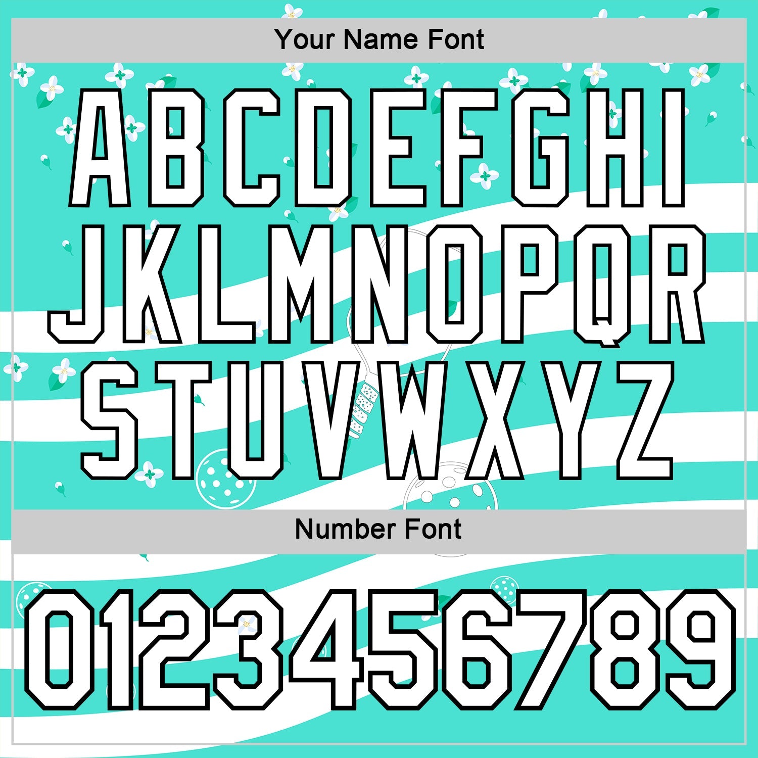 Custom Green White-Black 3D Pickleball Paddles Balls Floral Performance T-Shirt