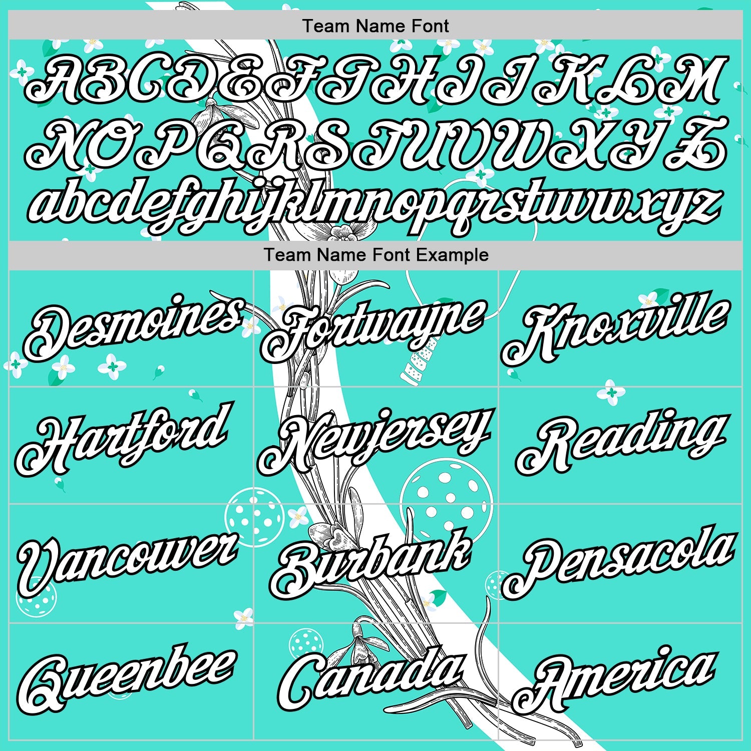 Custom Green White-Black 3D Pickleball Paddles Balls Floral Performance T-Shirt