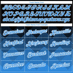 Custom Black Powder Blue-White 3D Pattern Design Gradient Square Shapes Performance T-Shirt