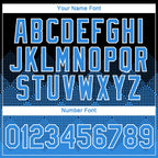 Custom Black Powder Blue-White 3D Pattern Design Gradient Square Shapes Performance T-Shirt