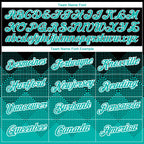 Custom Black Aqua-White 3D Pattern Design Gradient Square Shapes Performance T-Shirt