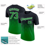 Custom Black Grass Green-White 3D Pattern Design Gradient Square Shapes Performance T-Shirt