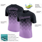 Custom Black Light Purple 3D Pattern Design Gradient Square Shapes Performance T-Shirt