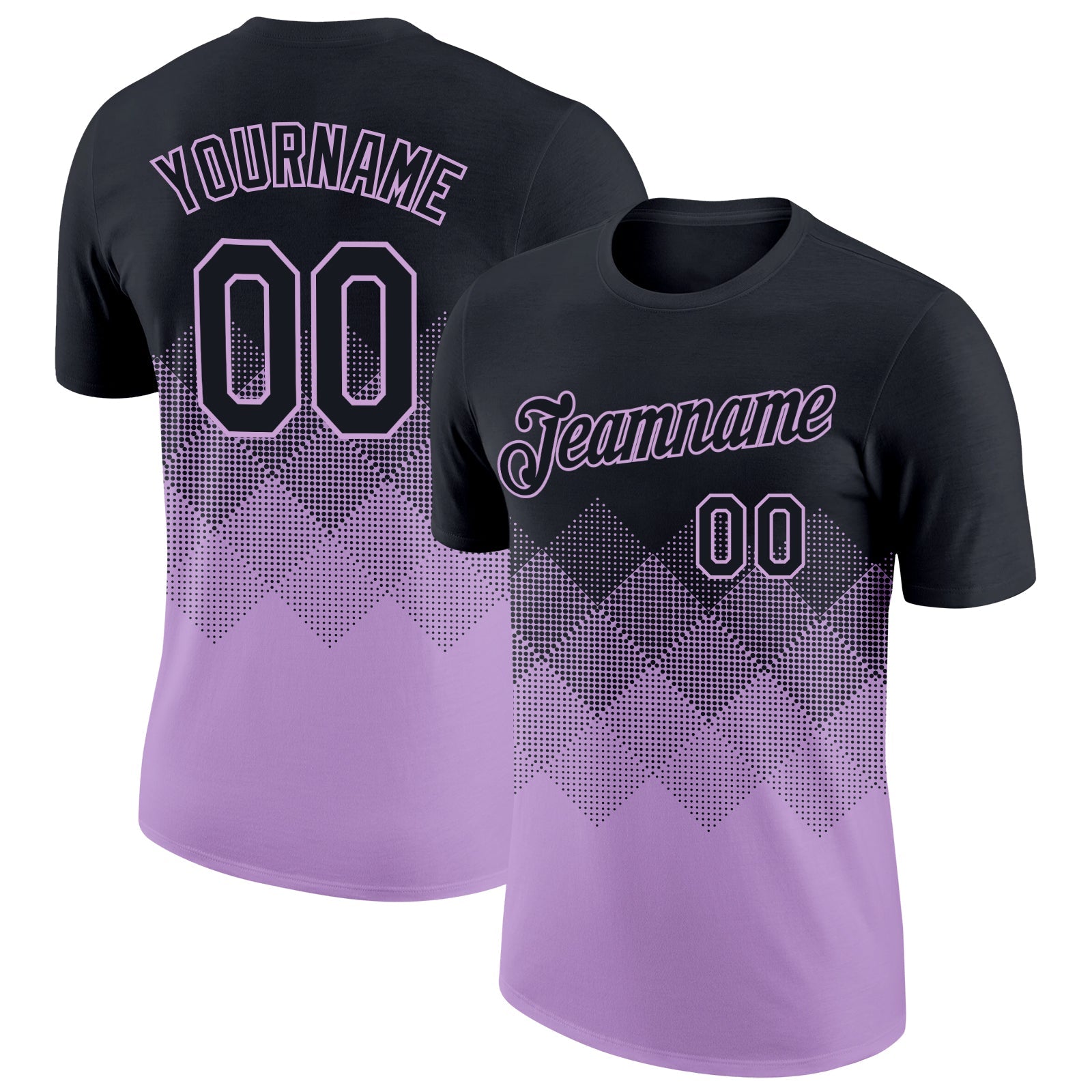 Custom Black Light Purple 3D Pattern Design Gradient Square Shapes Performance T-Shirt