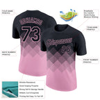 Custom Black Light Pink 3D Pattern Design Gradient Square Shapes Performance T-Shirt