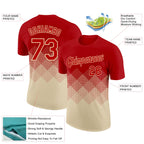 Custom Red Cream 3D Pattern Design Gradient Square Shapes Performance T-Shirt