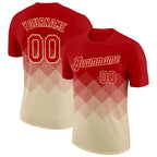 Custom Red Cream 3D Pattern Design Gradient Square Shapes Performance T-Shirt