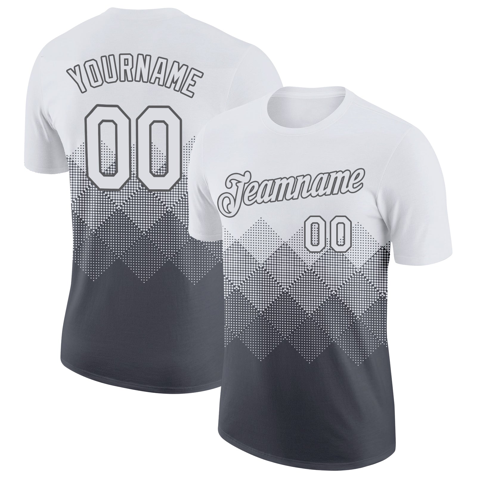 Custom White Steel Gray 3D Pattern Design Gradient Square Shapes Performance T-Shirt