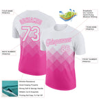 Custom White Pink 3D Pattern Design Gradient Square Shapes Performance T-Shirt