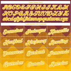 Custom Burgundy Gold-White 3D Pattern Design Gradient Square Shapes Performance T-Shirt