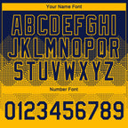 Custom Navy Gold 3D Pattern Design Gradient Square Shapes Performance T-Shirt