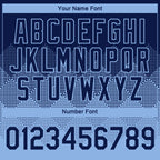 Custom Navy Light Blue 3D Pattern Design Gradient Square Shapes Performance T-Shirt