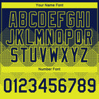Custom Navy Neon Yellow 3D Pattern Design Gradient Square Shapes Performance T-Shirt