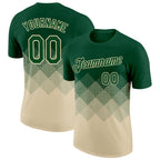 Custom Green Cream 3D Pattern Design Gradient Square Shapes Performance T-Shirt