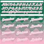 Custom Kelly Green Light Pink-White 3D Pattern Design Gradient Square Shapes Performance T-Shirt