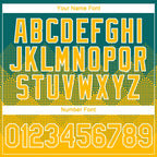 Custom Teal Gold-White 3D Pattern Design Gradient Square Shapes Performance T-Shirt