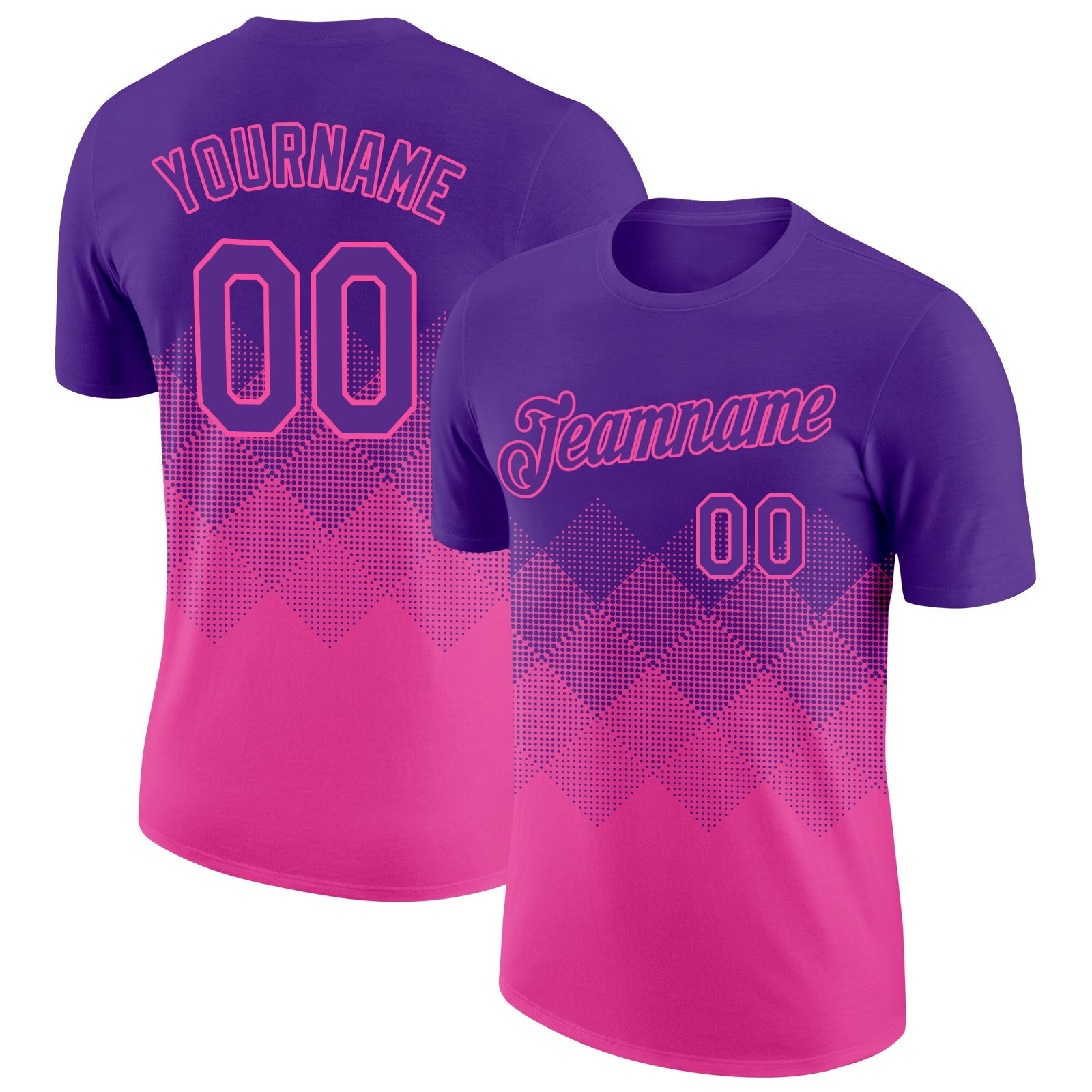Custom Purple Pink 3D Pattern Design Gradient Square Shapes Performance T-Shirt
