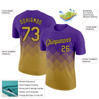 Custom Purple Old Gold-Black 3D Pattern Design Gradient Square Shapes Performance T-Shirt