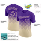 Custom Purple Cream 3D Pattern Design Gradient Square Shapes Performance T-Shirt