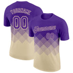 Custom Purple Cream 3D Pattern Design Gradient Square Shapes Performance T-Shirt